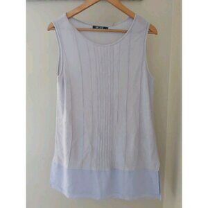 Nic+Zoe Textured Chiffon Trim Silk Blend Sleeveless Top